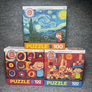 3 Eurographics Kids Puzzle 100 Pc Fine Art For Kids Puzzle Starry Night Van Gogh
